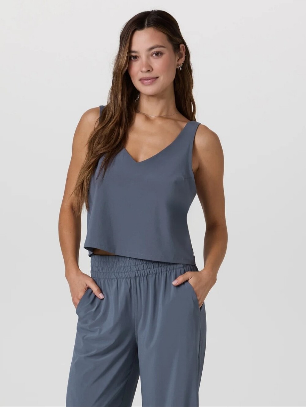 Vuori Villa Cropped Tank Top | Azure | Size L